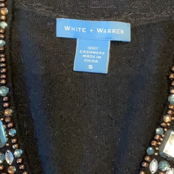White + Warren black cashmere v neck sweater. Size small. EUC - Picture 4 of 7